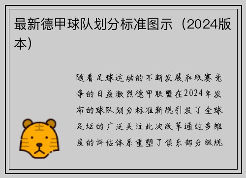最新德甲球队划分标准图示（2024版本）